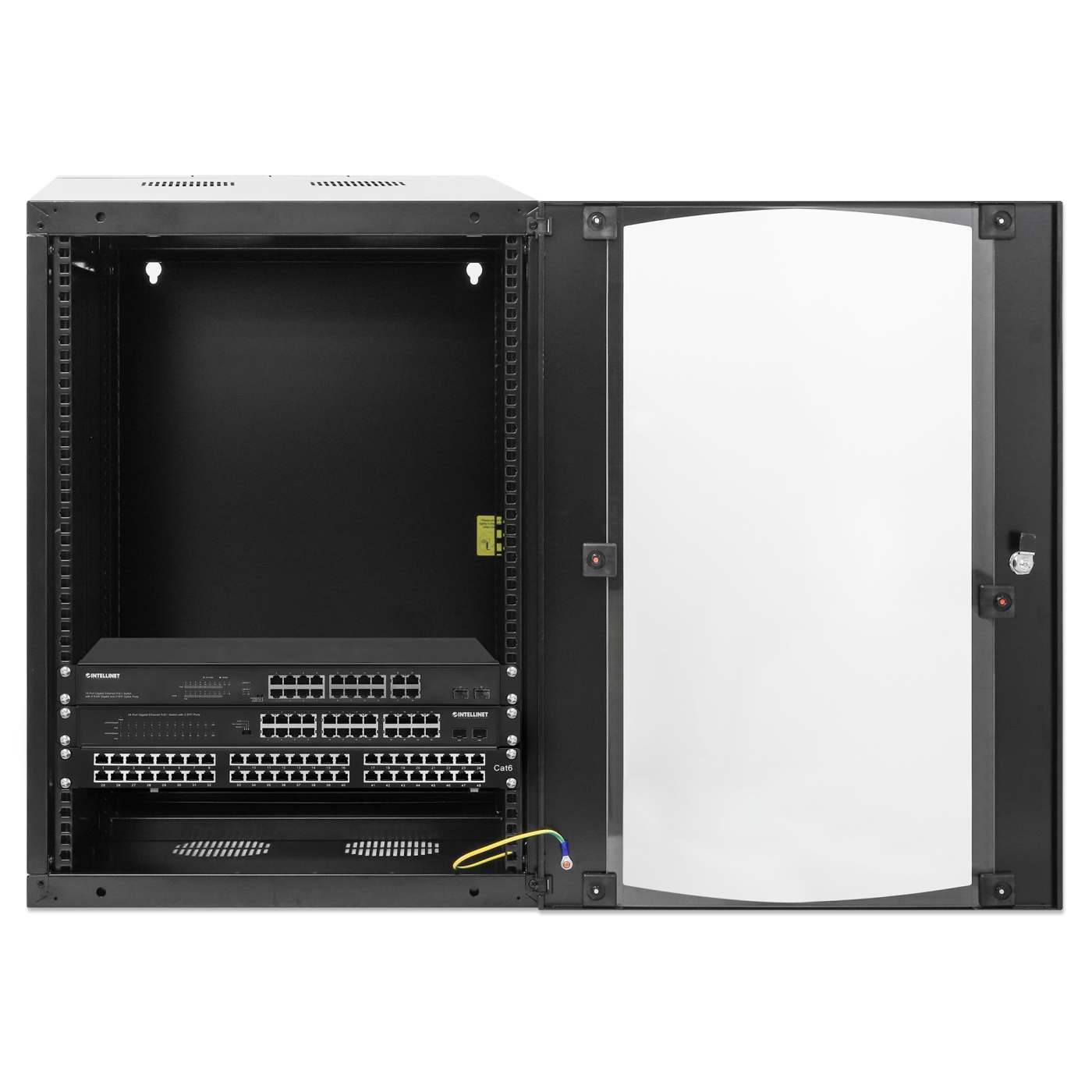 19" Double Section Wallmount Cabinet, 15U, 600 mm (23.6 in.) Depth, Black Image 4