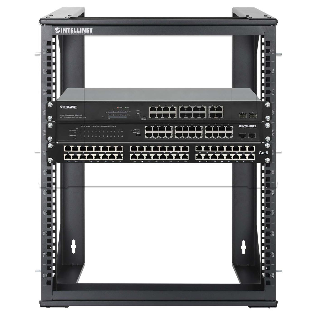 19" Wall Mount 2-Post Open Frame Network Rack, 12U Image 7