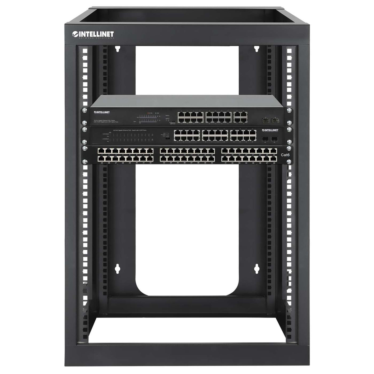 19" Wall Mount 4-Post Open Frame Network Rack, 15U Image 8