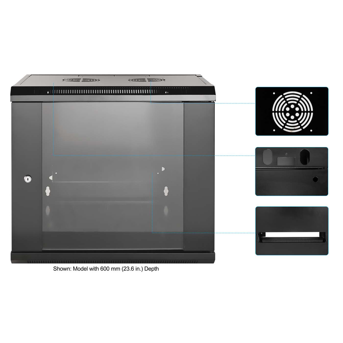 19" Wallmount Cabinet, 9U, 450 mm (17.7 in.) Depth, Black Image 6