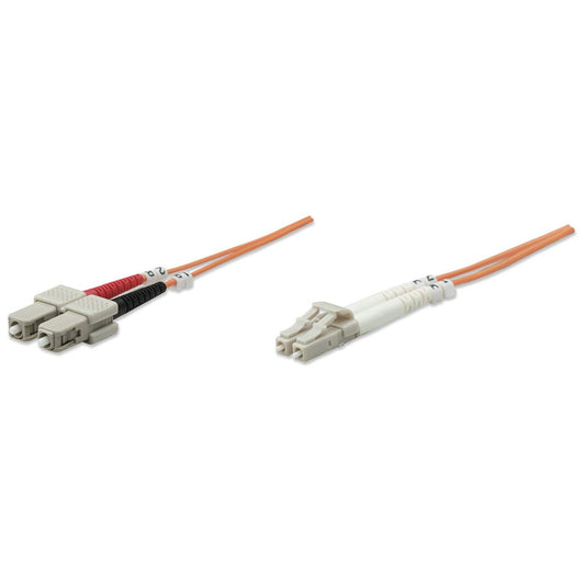 2 m LC to SC UPC Fiber Optic Patch Cable, 3.0 mm, Duplex, LSZH, OM1 Multimode, Orange Image 1