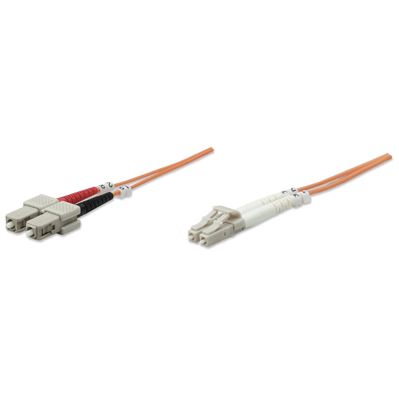 2 m LC to SC UPC Fiber Optic Patch Cable, 3.0 mm, Duplex, LSZH, OM1 Multimode, Orange Image 1