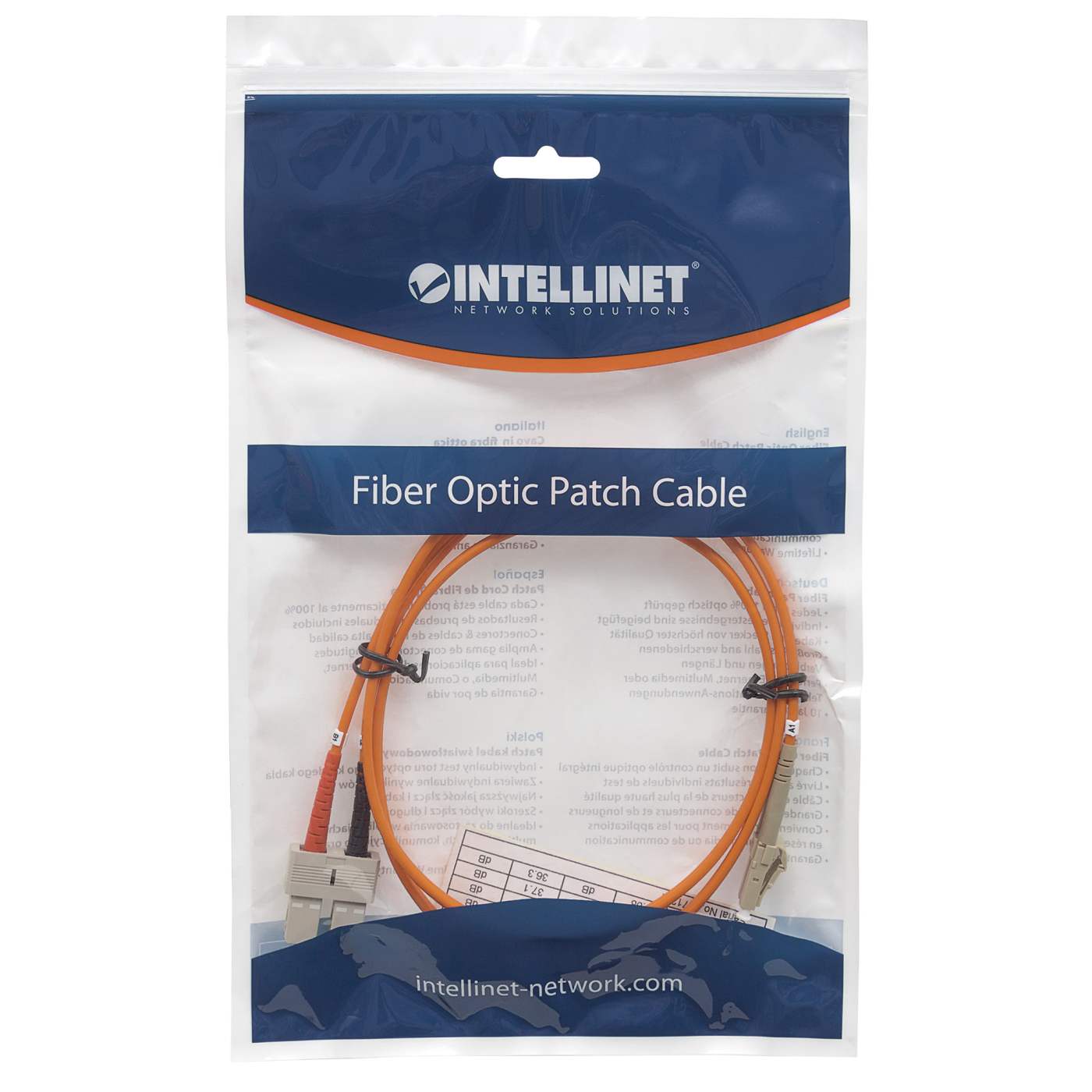 2 m LC to SC UPC Fiber Optic Patch Cable, 3.0 mm, Duplex, LSZH, OM1 Multimode, Orange Packaging Image 2