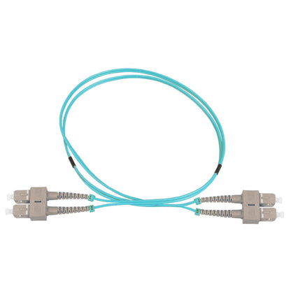 2 m SC to SC UPC Fiber Optic Patch Cable, 2.0 mm, Duplex, OFNR, OM3 Multimode, Aqua Image 3