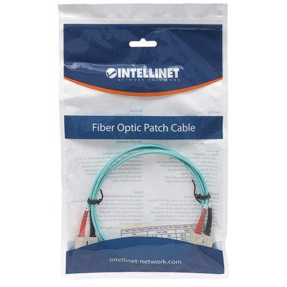 2 m SC to SC UPC Fiber Optic Patch Cable, 3.0 mm, Duplex, LSZH, OM3 Multimode, Aqua Packaging Image 2