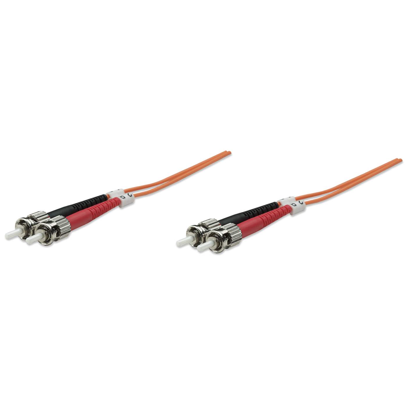 2 m ST to ST UPC Fiber Optic Patch Cable, 3.0 mm, Duplex, LSZH, OM1 Multimode, Orange Image 1