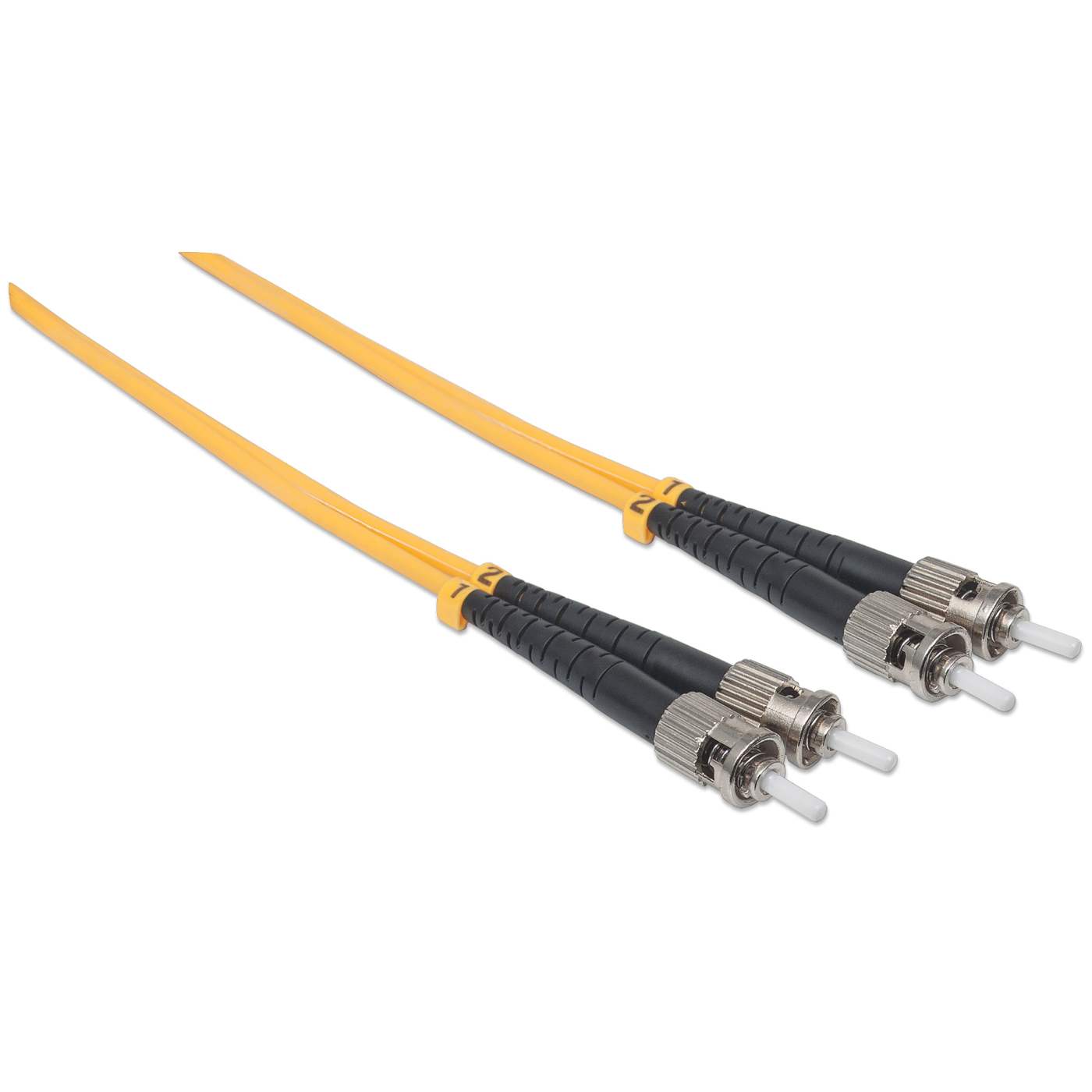 2 m ST to ST UPC Fiber Optic Patch Cable, 3.0 mm, Duplex, LSZH, OS2 Singlemode, Yellow Image 2