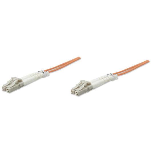 20 m LC to LC UPC Fiber Optic Patch Cable, 3.0 mm, Duplex, LSZH, OM1 Multimode, Orange Image 1