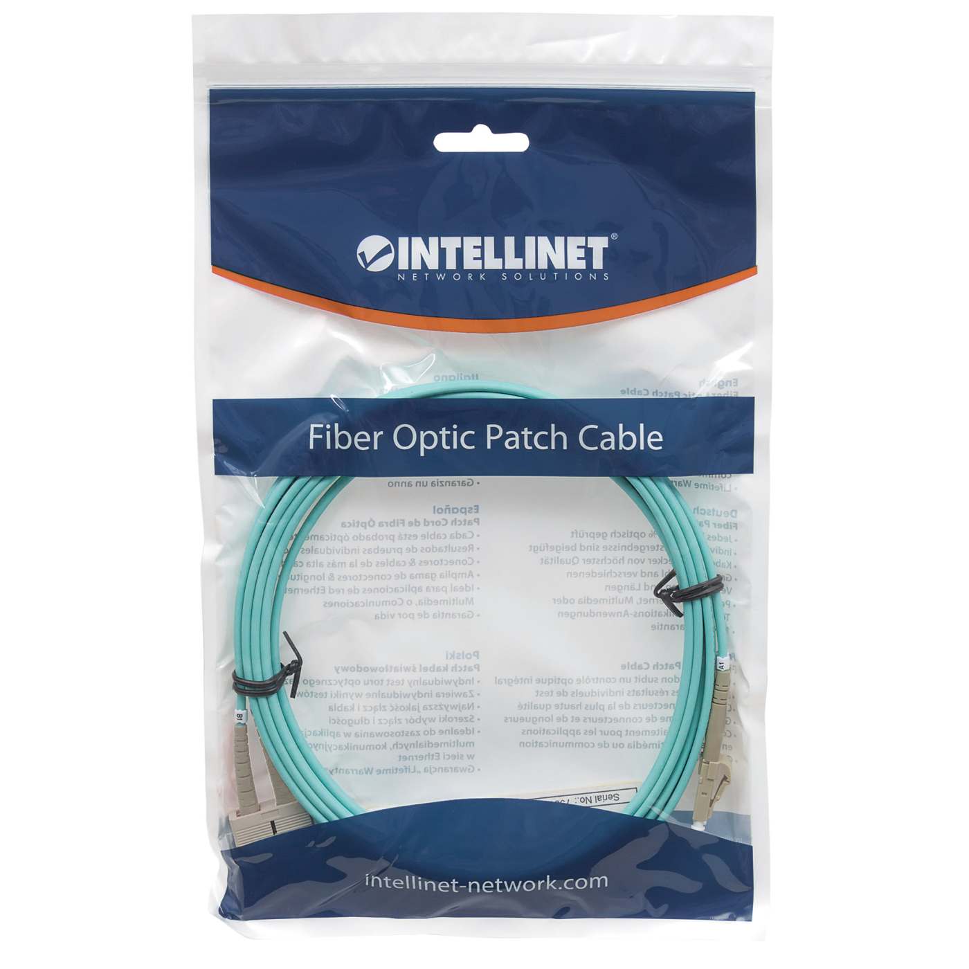 20 m LC to SC UPC Fiber Optic Patch Cable, 2.0 mm, Duplex, OFNR, OM3 Multimode, Aqua Image 5