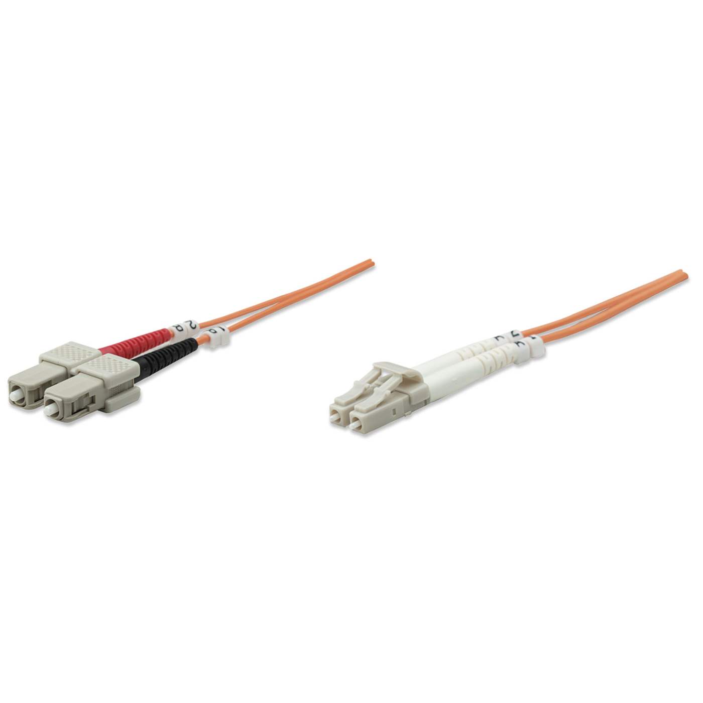 3 m LC to SC UPC Fiber Optic Patch Cable, 3.0 mm, Duplex, LSZH, OM1 Multimode, Orange Image 1