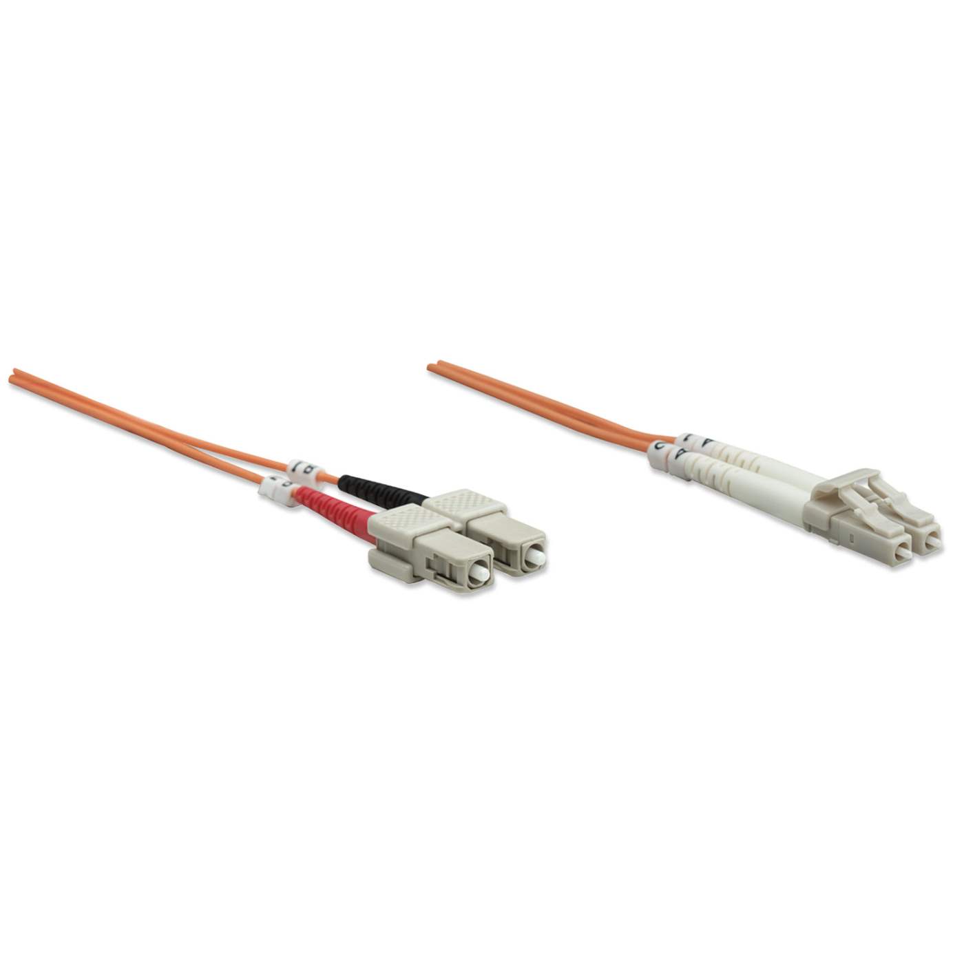 3 m LC to SC UPC Fiber Optic Patch Cable, 3.0 mm, Duplex, LSZH, OM1 Multimode, Orange Image 3