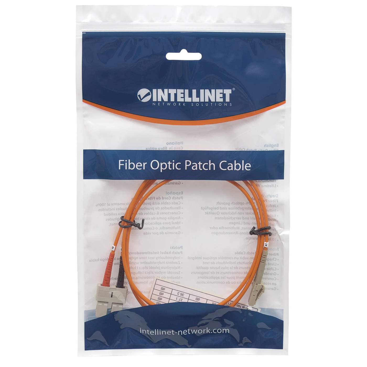 3 m LC to SC UPC Fiber Optic Patch Cable, 3.0 mm, Duplex, LSZH, OM1 Multimode, Orange Packaging Image 2