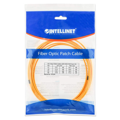 3 m ST to ST UPC Fiber Optic Patch Cable, 3.0 mm, Duplex, LSZH, OS2 Singlemode, Yellow Packaging Image 2