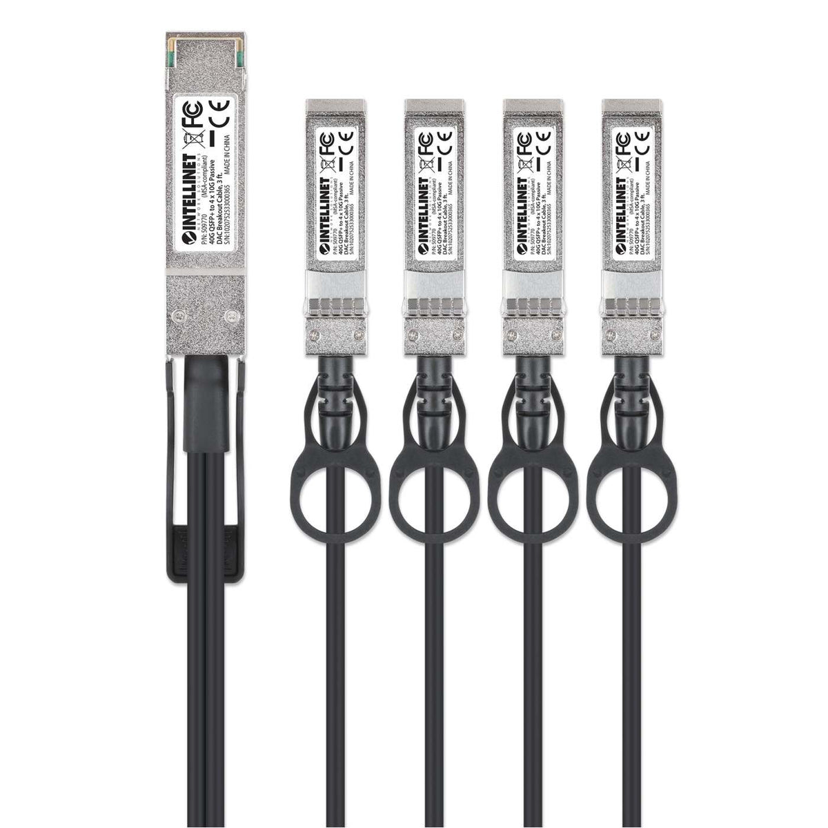 40G QSFP+ to 4 x 10G SFP+ Passive DAC Breakout Cable, 3 ft. Image 4