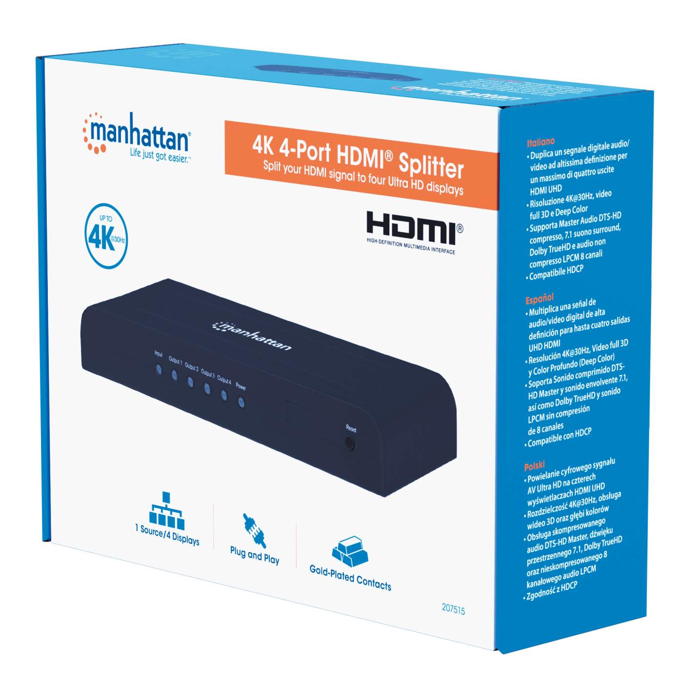 4K 4-Port HDMI Splitter Packaging Image 2