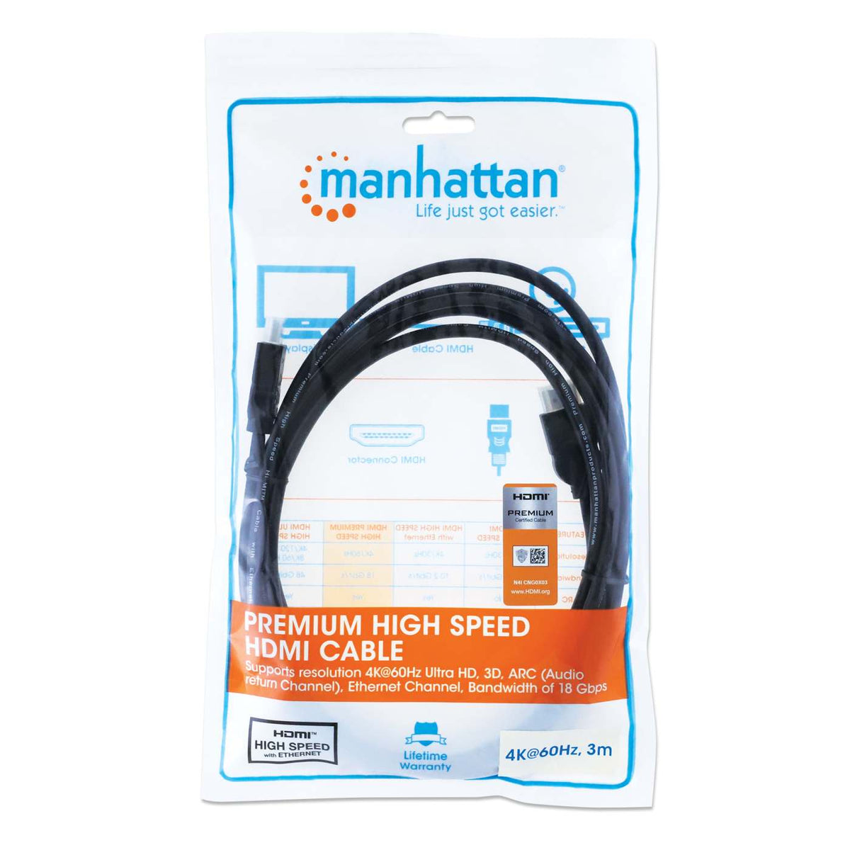 4K@60Hz Certified Premium High Speed HDMI Cable with Ethernet, 3 m (10 ft.) Packaging Image 2