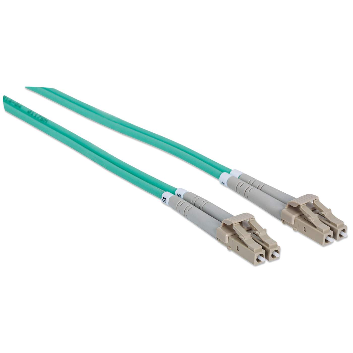 5 m LC to LC UPC Fiber Optic Patch Cable, 3.0 mm, Duplex, LSZH, OM3 Multimode, Aqua Image 3