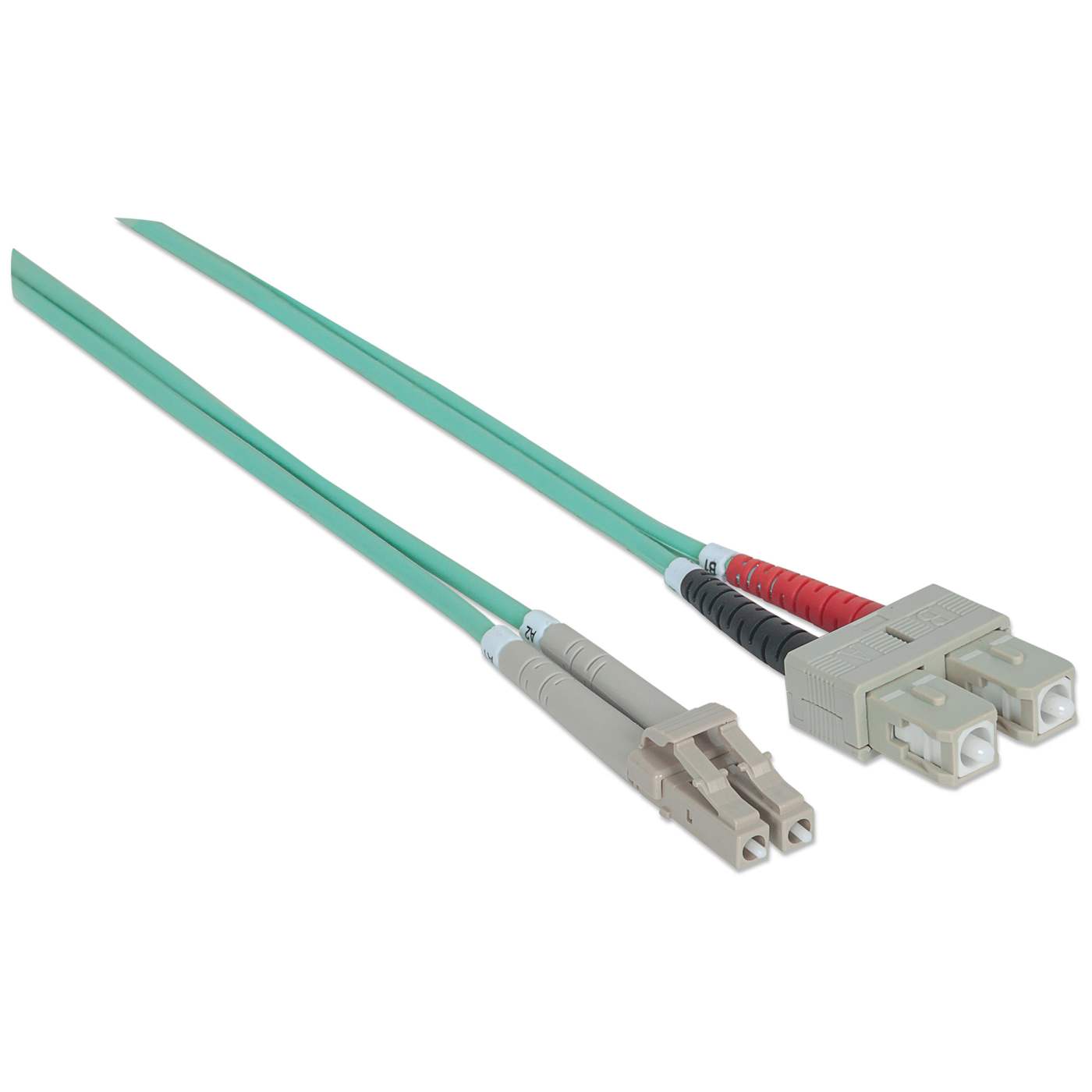 5 m LC to SC UPC Fiber Optic Patch Cable, 3.0 mm, Duplex, LSZH, OM3 Multimode, Aqua Image 3