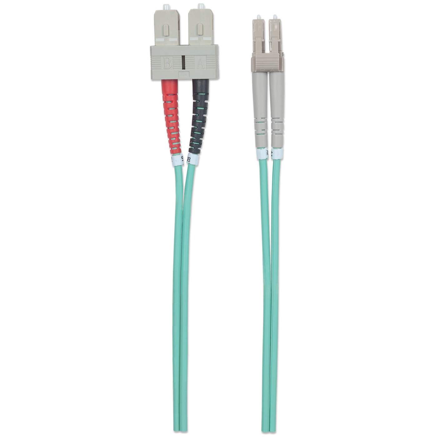 5 m LC to SC UPC Fiber Optic Patch Cable, 3.0 mm, Duplex, LSZH, OM3 Multimode, Aqua Image 5