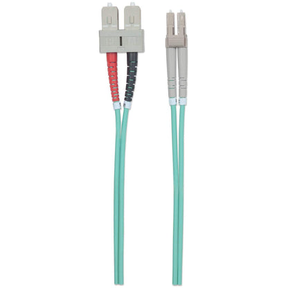 5 m LC to SC UPC Fiber Optic Patch Cable, 3.0 mm, Duplex, LSZH, OM3 Multimode, Aqua Image 5