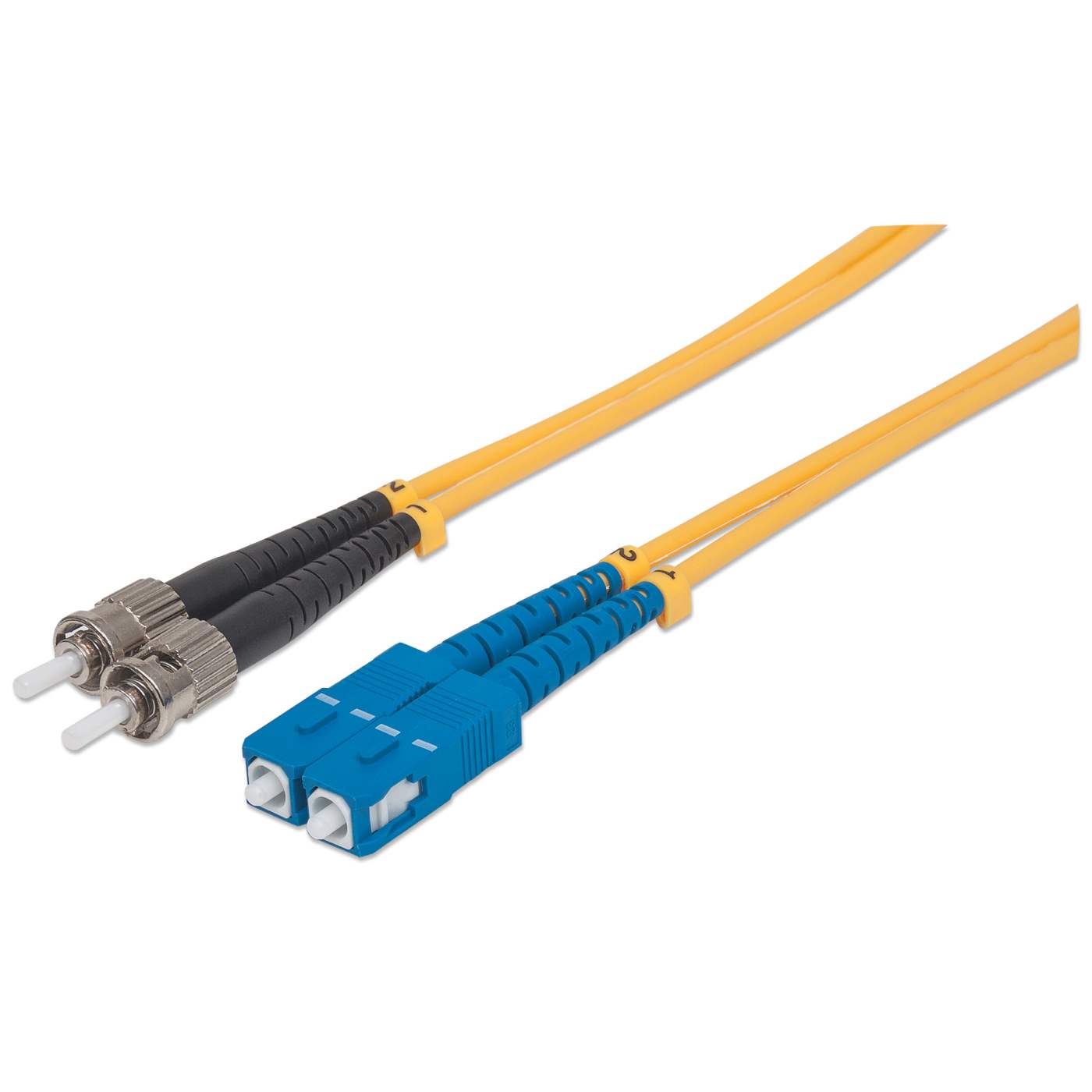 5 m ST to SC UPC Fiber Optic Patch Cable, 3.0 mm, Duplex, LSZH, OS2 Singlemode, Yellow Image 1