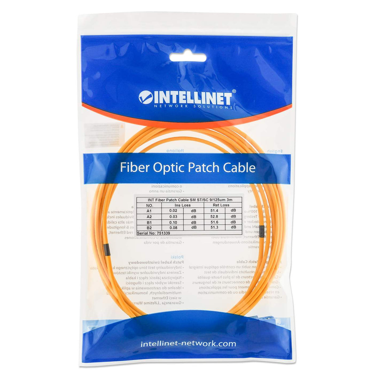 5 m ST to SC UPC Fiber Optic Patch Cable, 3.0 mm, Duplex, LSZH, OS2 Singlemode, Yellow Packaging Image 2