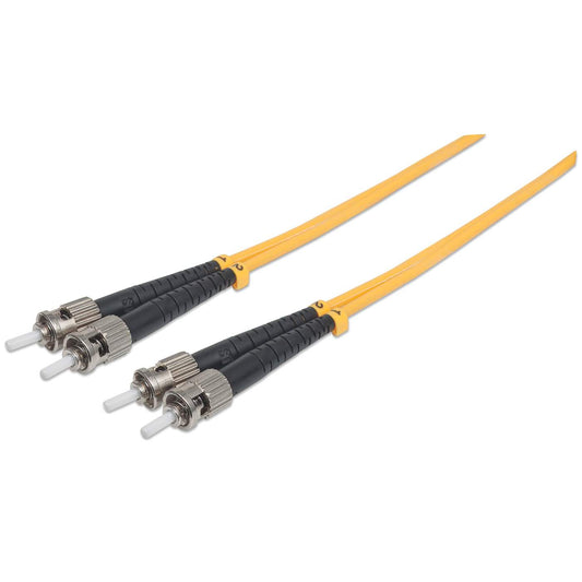 5 m ST to ST UPC Fiber Optic Patch Cable, 3.0 mm, Duplex, LSZH, OS2 Singlemode, Yellow Image 1