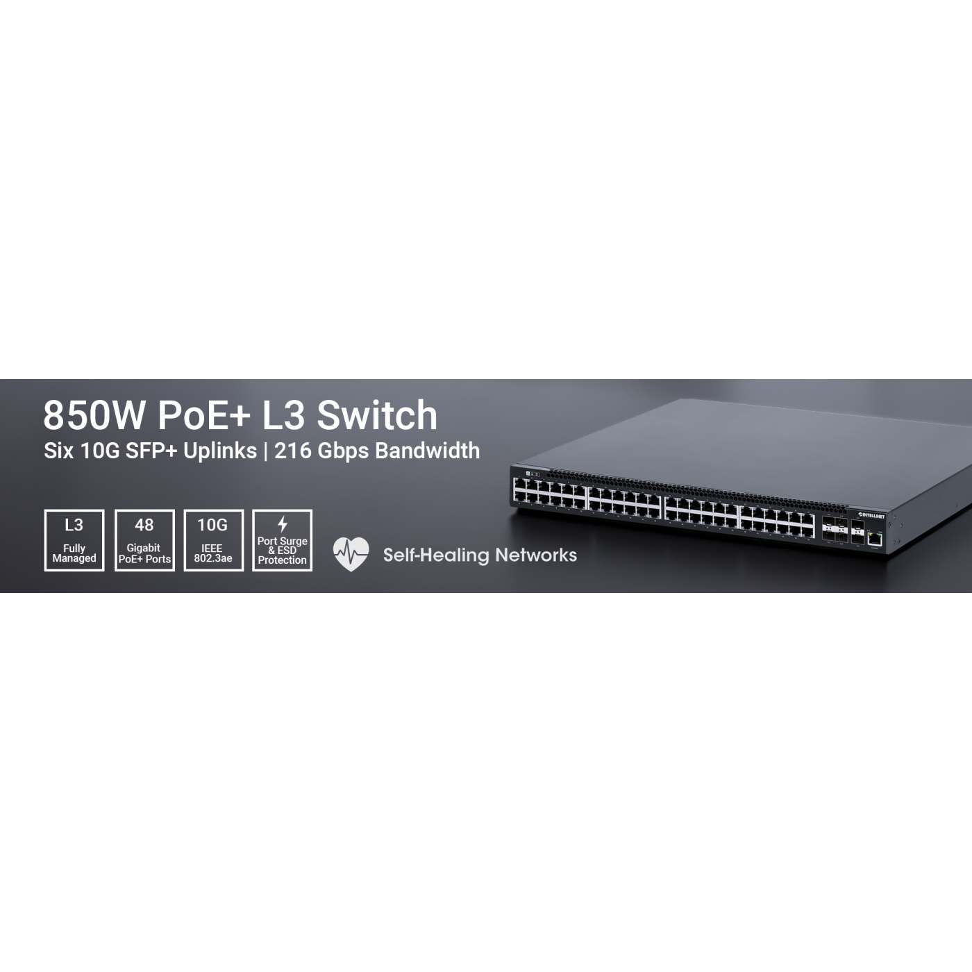 54-Port L3 Fully Managed PoE+ Switch with 48 Gigabit Ethernet Ports and 6 SFP+ Uplinks Image 13