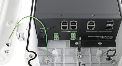 Outdoor 4-Port IP67/IK10 Gigabit PoE+ Switch with 2 SFPs and 2 RJ45 Uplink Ports and 12~56VDC Input | 120W