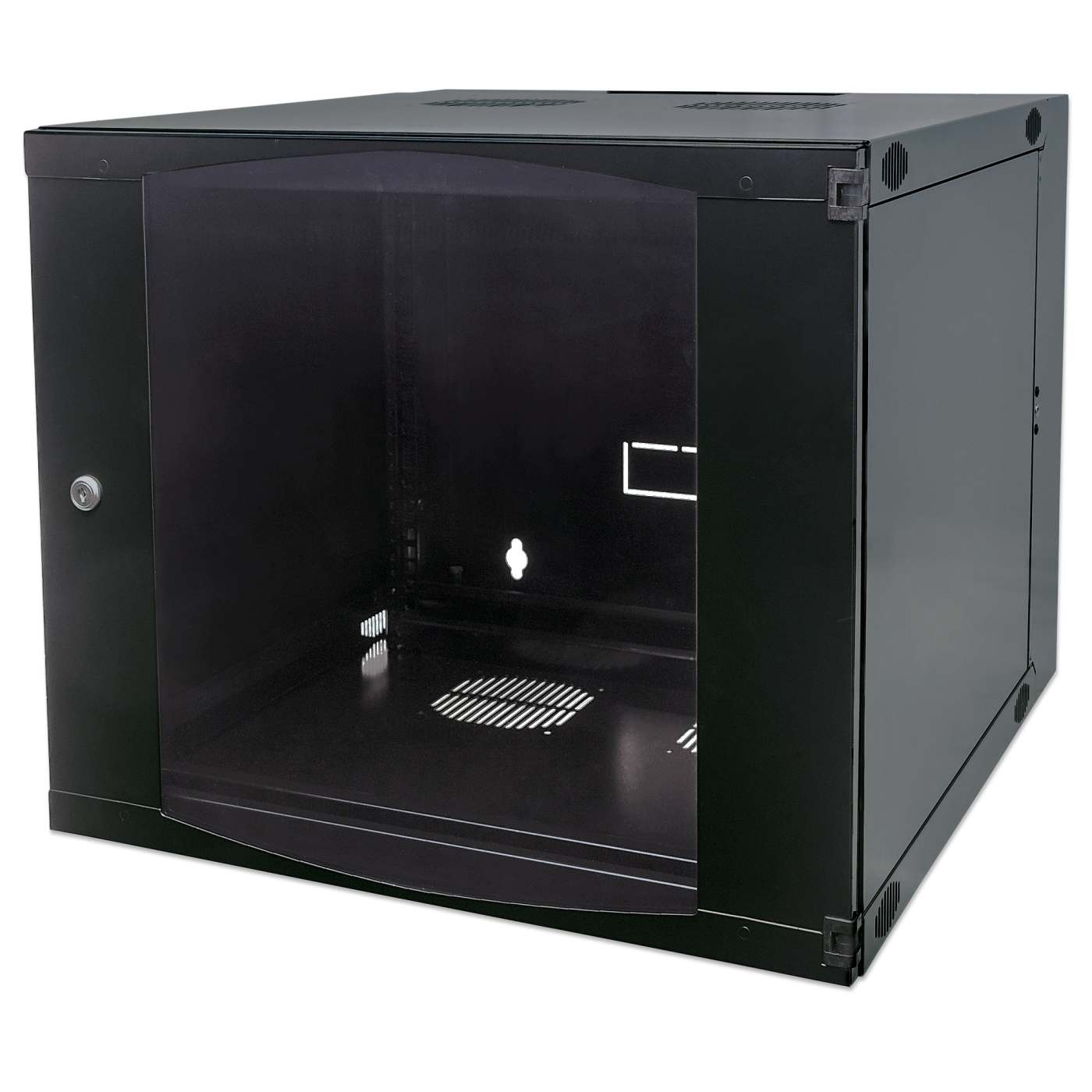 9U 19" Swing Out Wall Mount Network Cabinet, 600 mm (23.6 in.) Depth, Black Image 1