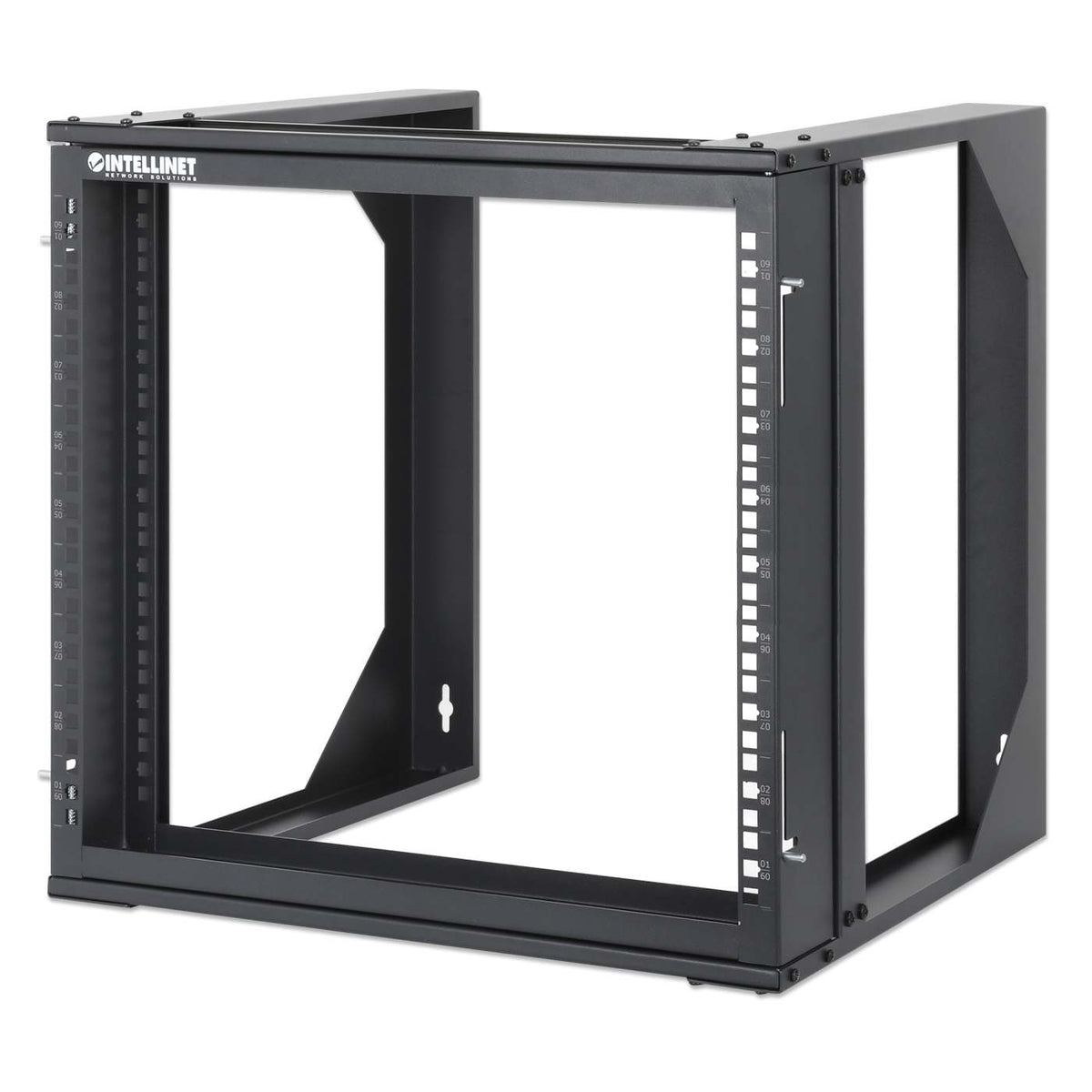9U 19" Wall Mount 2-Post Open Frame Network Rack, Black Image 1