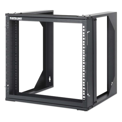 9U 19" Wall Mount 2-Post Open Frame Network Rack, Black Image 1