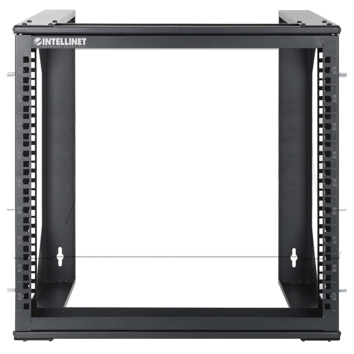 9U 19" Wall Mount 2-Post Open Frame Network Rack, Black Image 3