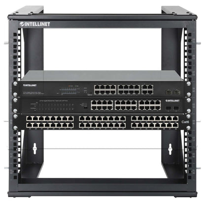 9U 19" Wall Mount 2-Post Open Frame Network Rack, Black Image 7