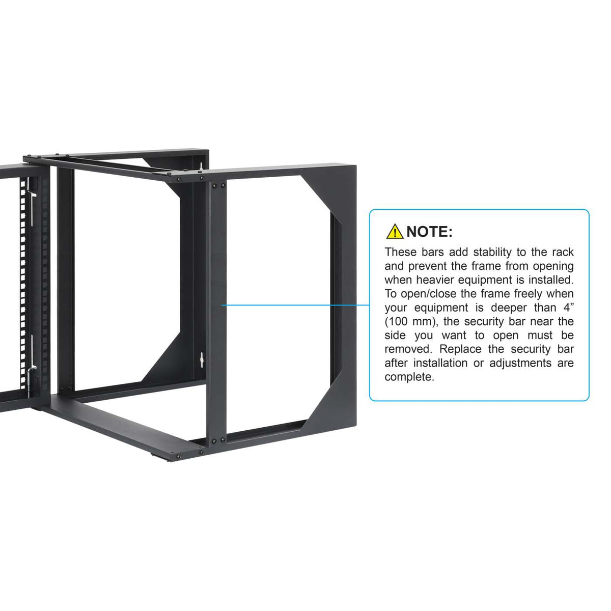 9U 19" Wall Mount 2-Post Open Frame Network Rack, Black Image 8
