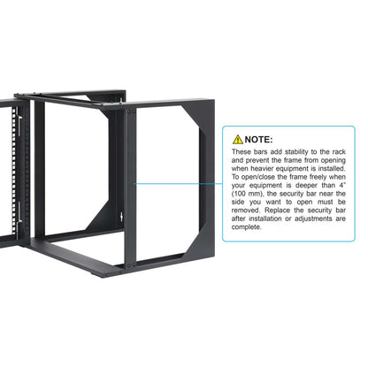 9U 19" Wall Mount 2-Post Open Frame Network Rack, Black Image 8