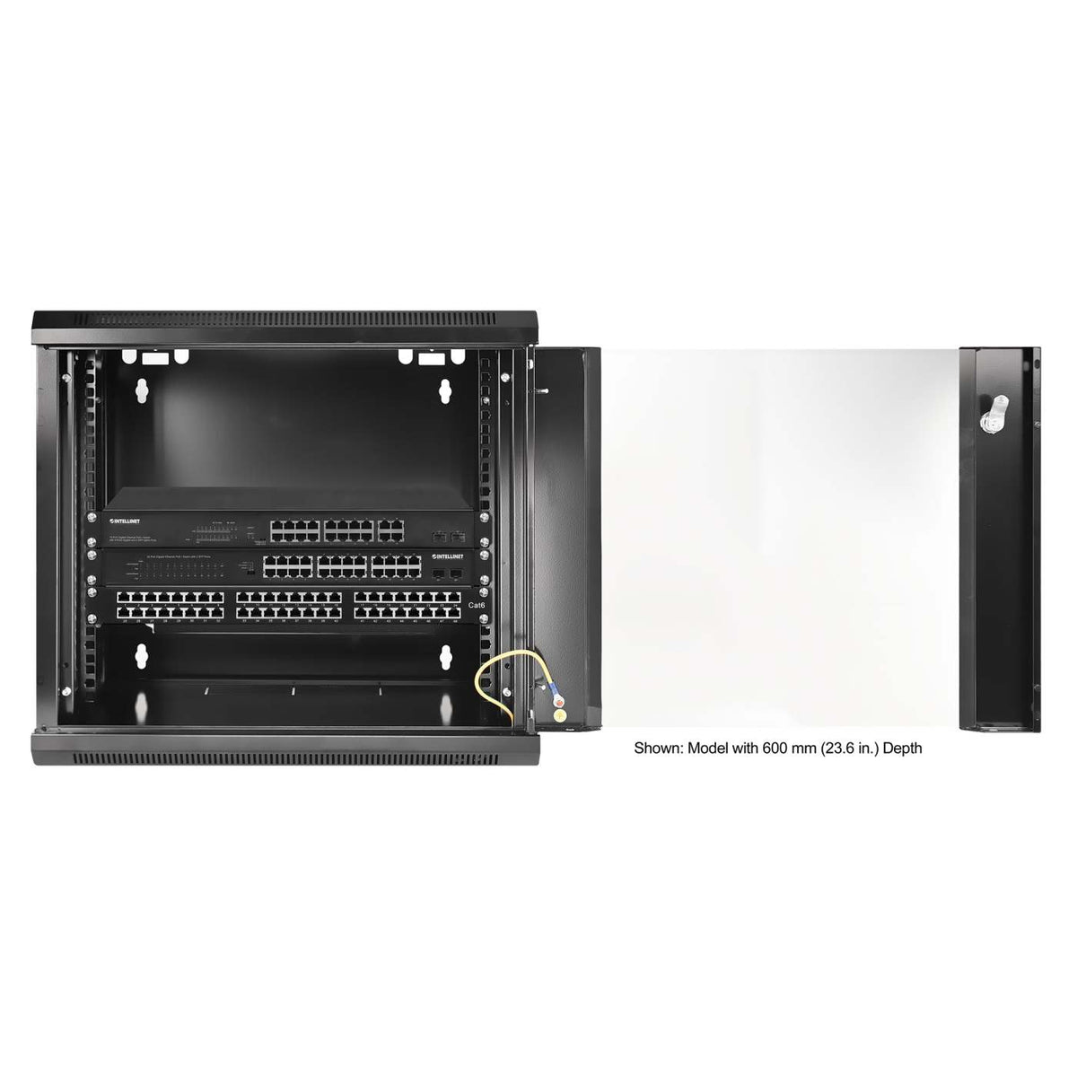 9U 19" Wall Mount Network Cabinet, Standard Line, 450 mm (17.7 in.) Depth, Black Image 5