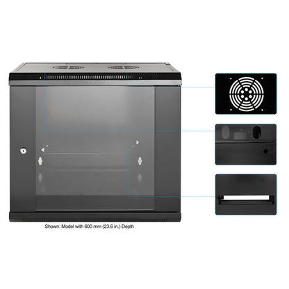 9U 19" Wall Mount Network Cabinet, Standard Line, 450 mm (17.7 in.) Depth, Black Image 6