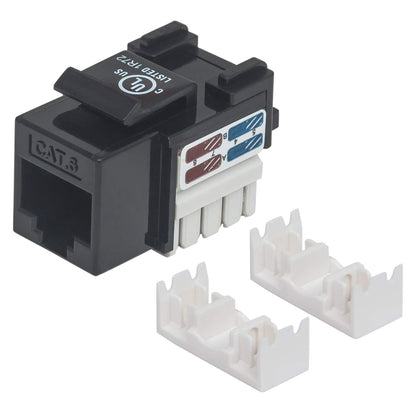 Cat6 Punch-Down Keystone Jack, Black Image 1