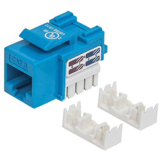 Cat6 Punch-Down Keystone Jack, Blue Image 1