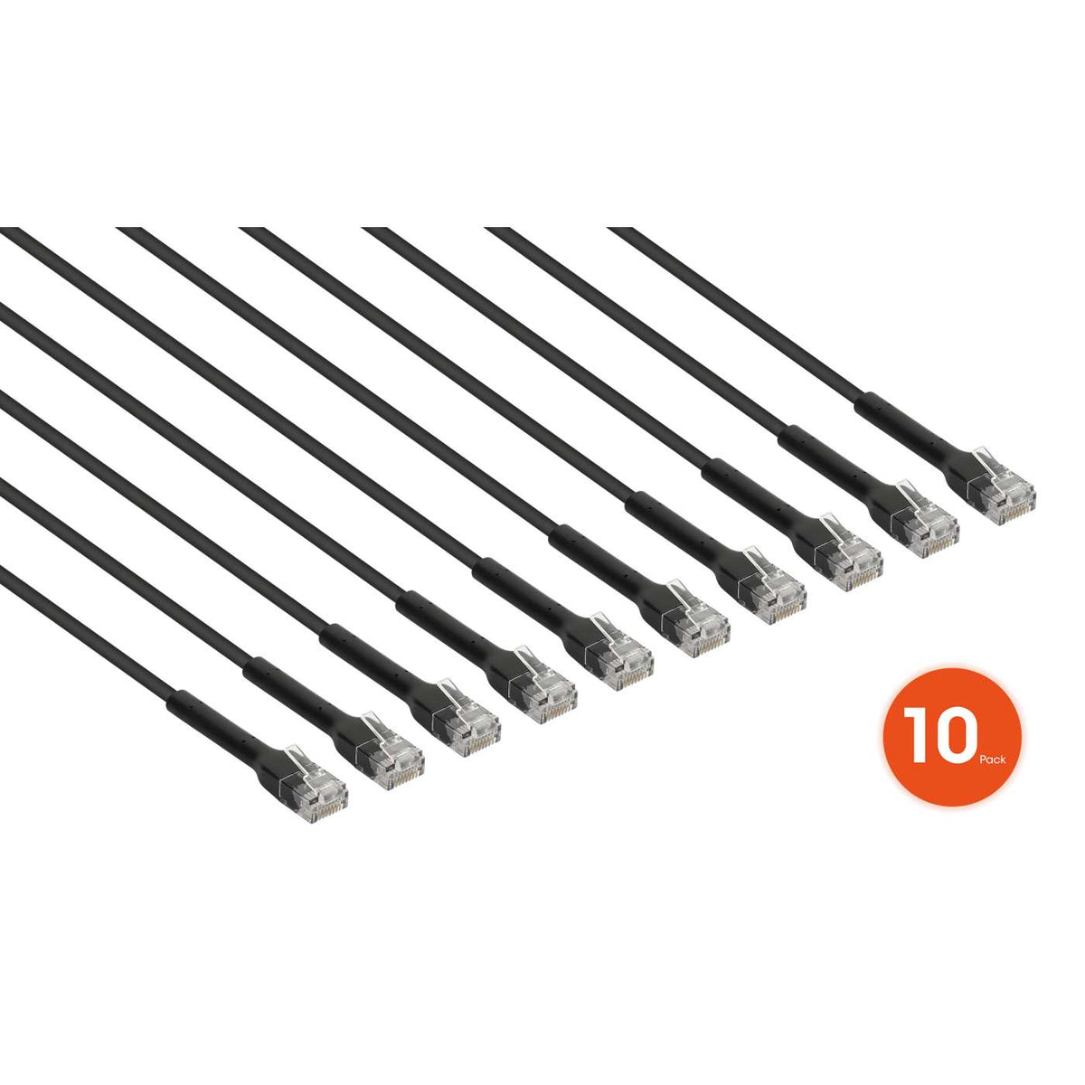 Cat6 U/UTP FlexiBoot Slim Network Patch Cable, 1 ft., Black, 10-Pack Image 3