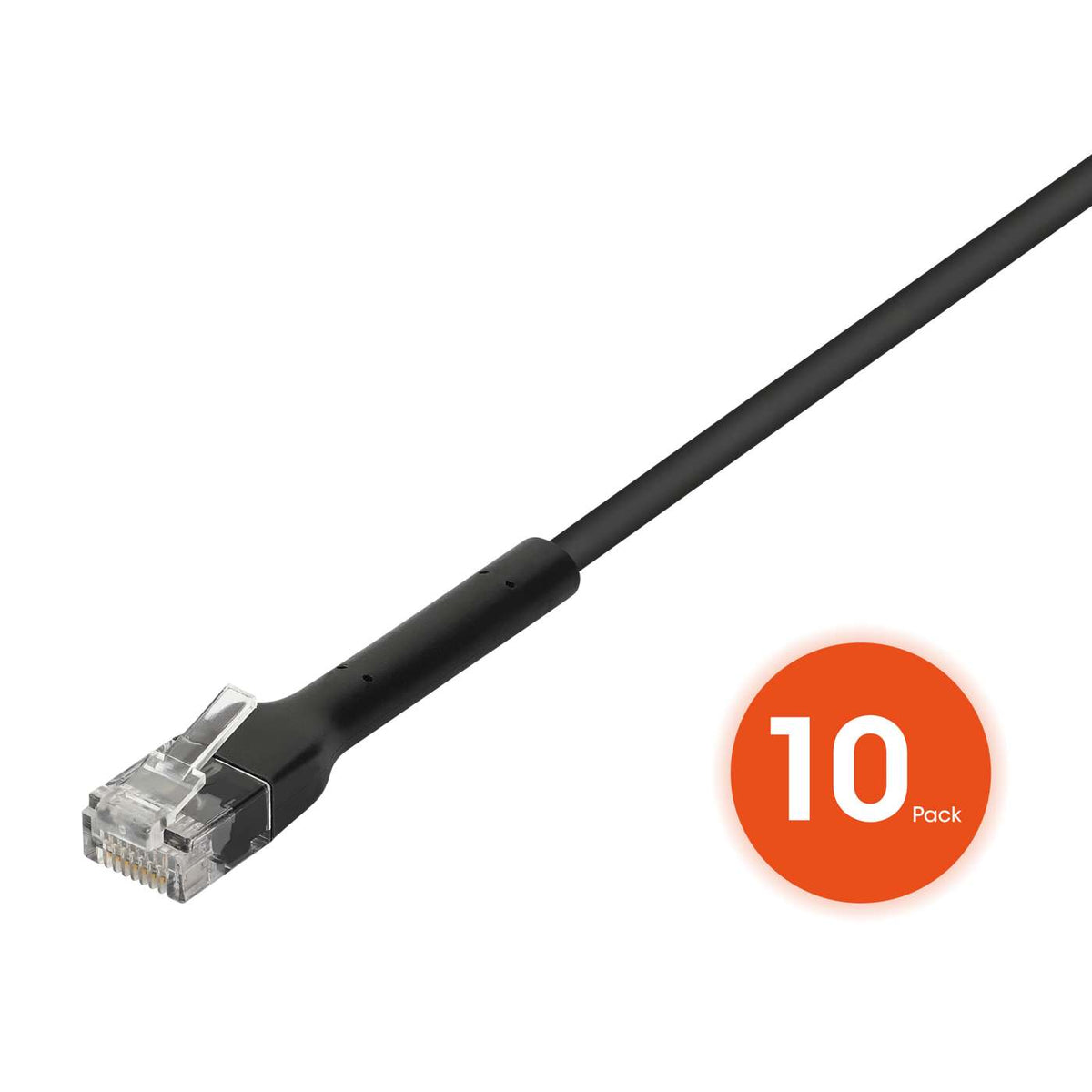 Cat6 U/UTP FlexiBoot Slim Network Patch Cable, 1 ft., Black, 10-Pack Image 4