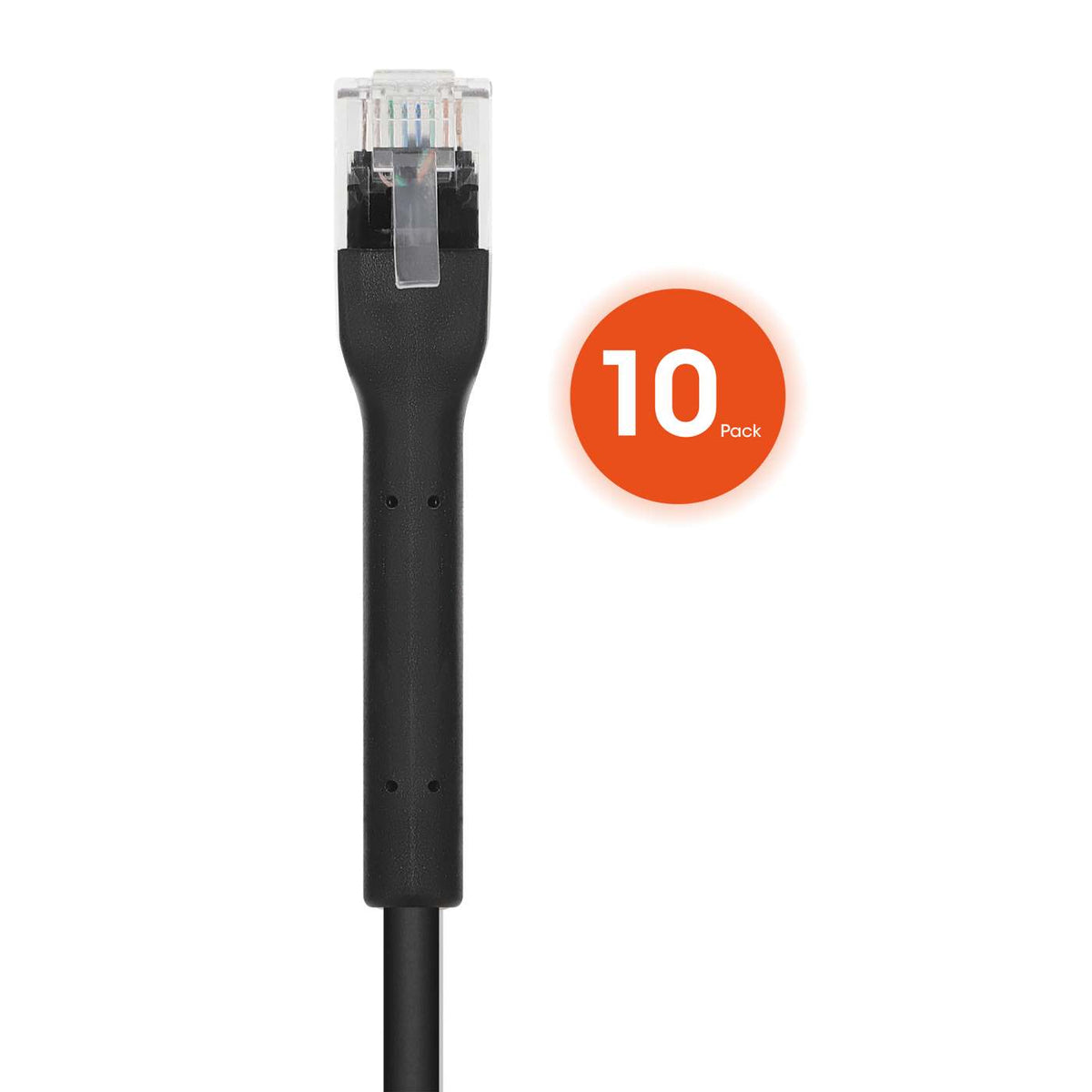 Cat6 U/UTP FlexiBoot Slim Network Patch Cable, 1 ft., Black, 10-Pack Image 5