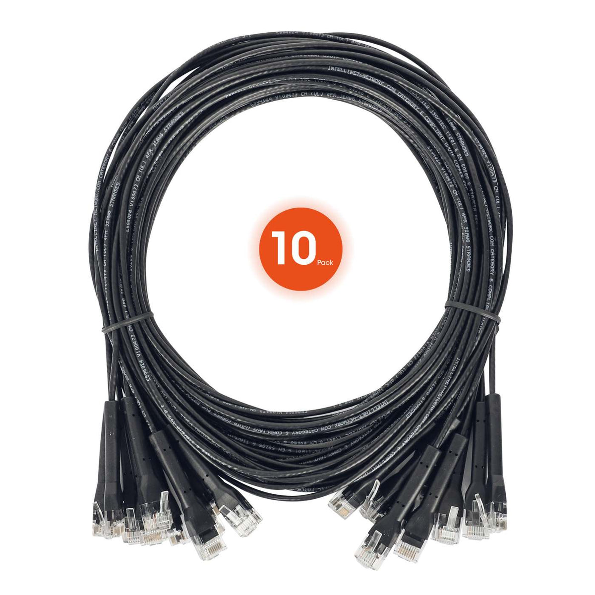 Cat6 U/UTP FlexiBoot Slim Network Patch Cable, 1 ft., Black, 10-Pack Image 9