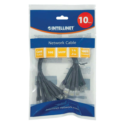 Cat6 U/UTP FlexiBoot Slim Network Patch Cable, 1 ft., Black, 10-Pack Packaging Image 2