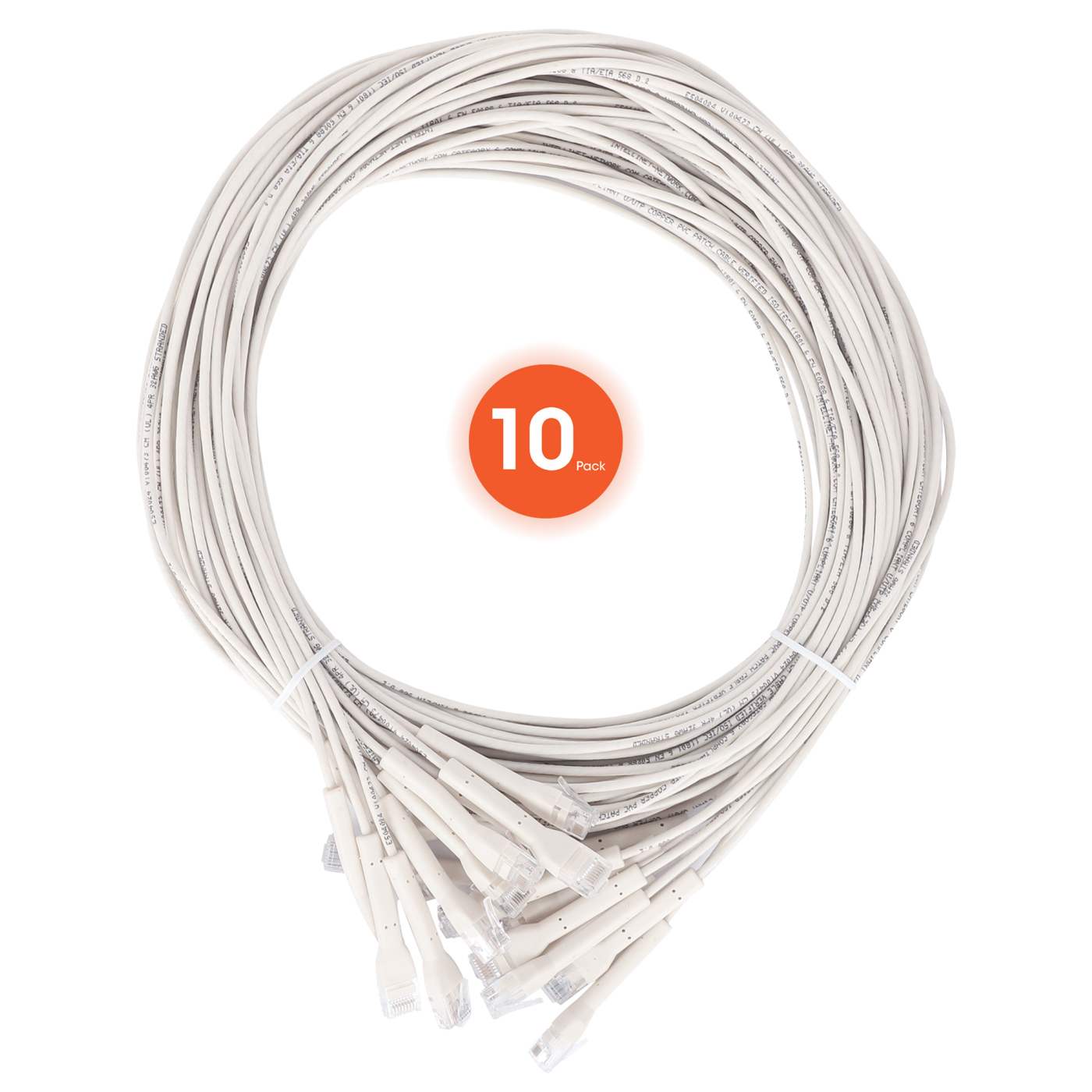 Cat6 U/UTP FlexiBoot Slim Network Patch Cable, 1 ft., White, 10-Pack Image 8