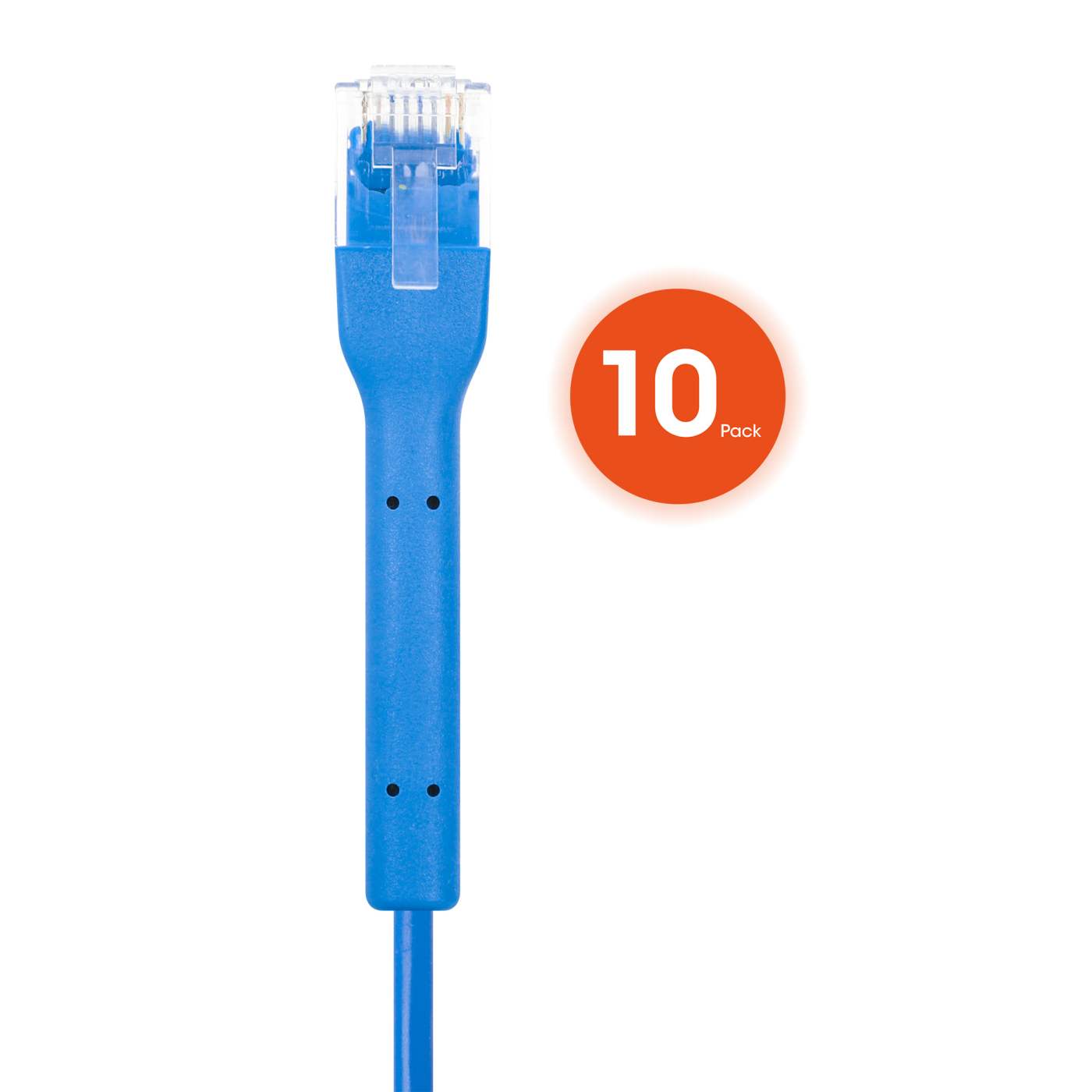 Cat6 U/UTP FlexiBoot Slim Network Patch Cable, 10 ft., Blue, 10-Pack Image 4