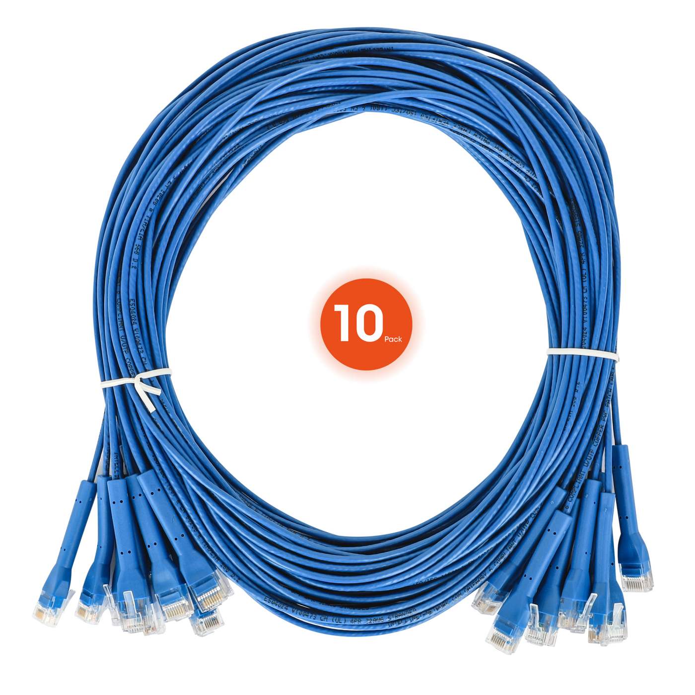 Cat6 U/UTP FlexiBoot Slim Network Patch Cable, 10 ft., Blue, 10-Pack Image 8