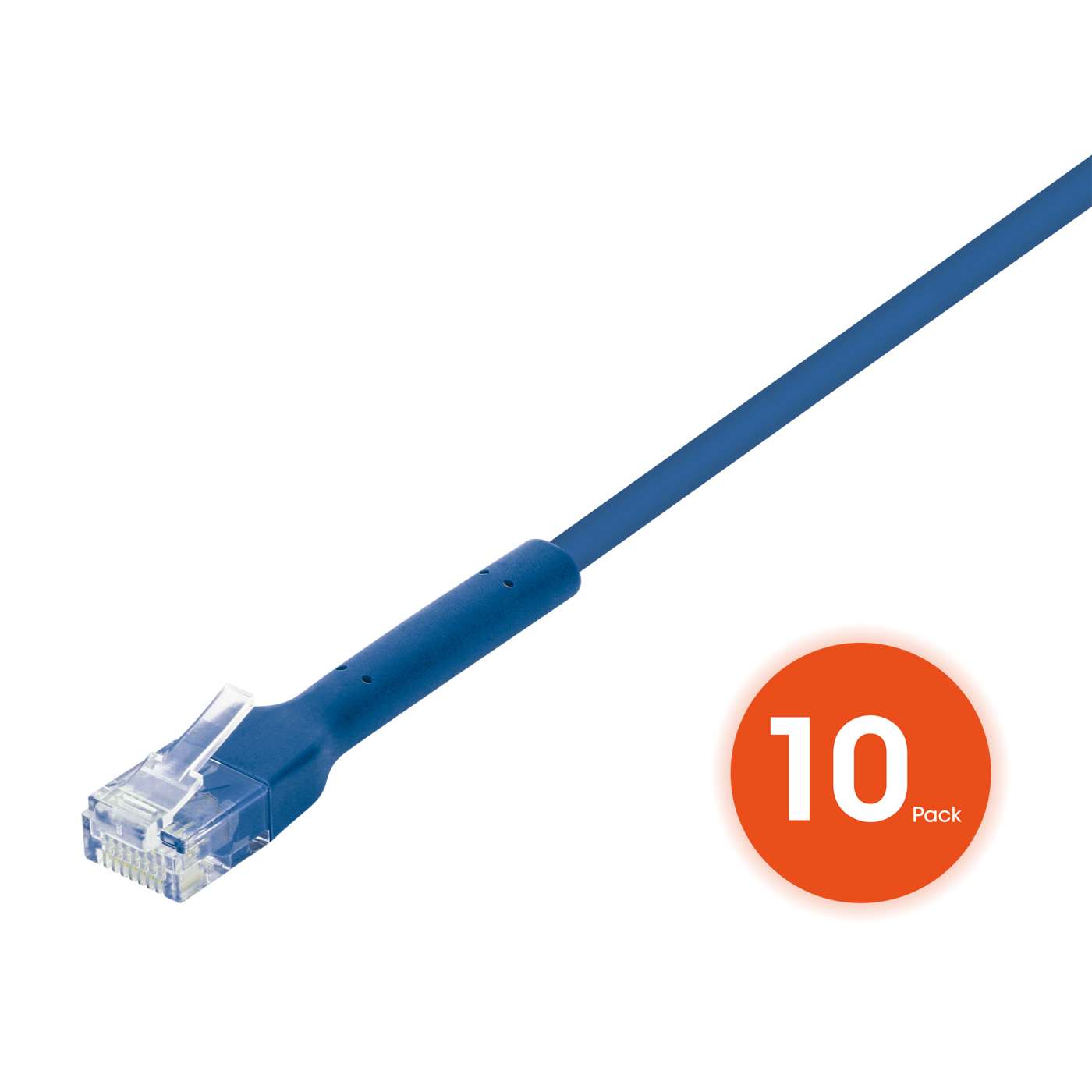 Cat6 U/UTP FlexiBoot Slim Network Patch Cable, 14 ft., Blue, 10-Pack Image 3