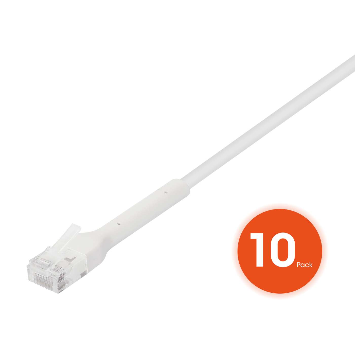 Cat6 U/UTP FlexiBoot Slim Network Patch Cable, 14 ft., White, 10-Pack Image 4